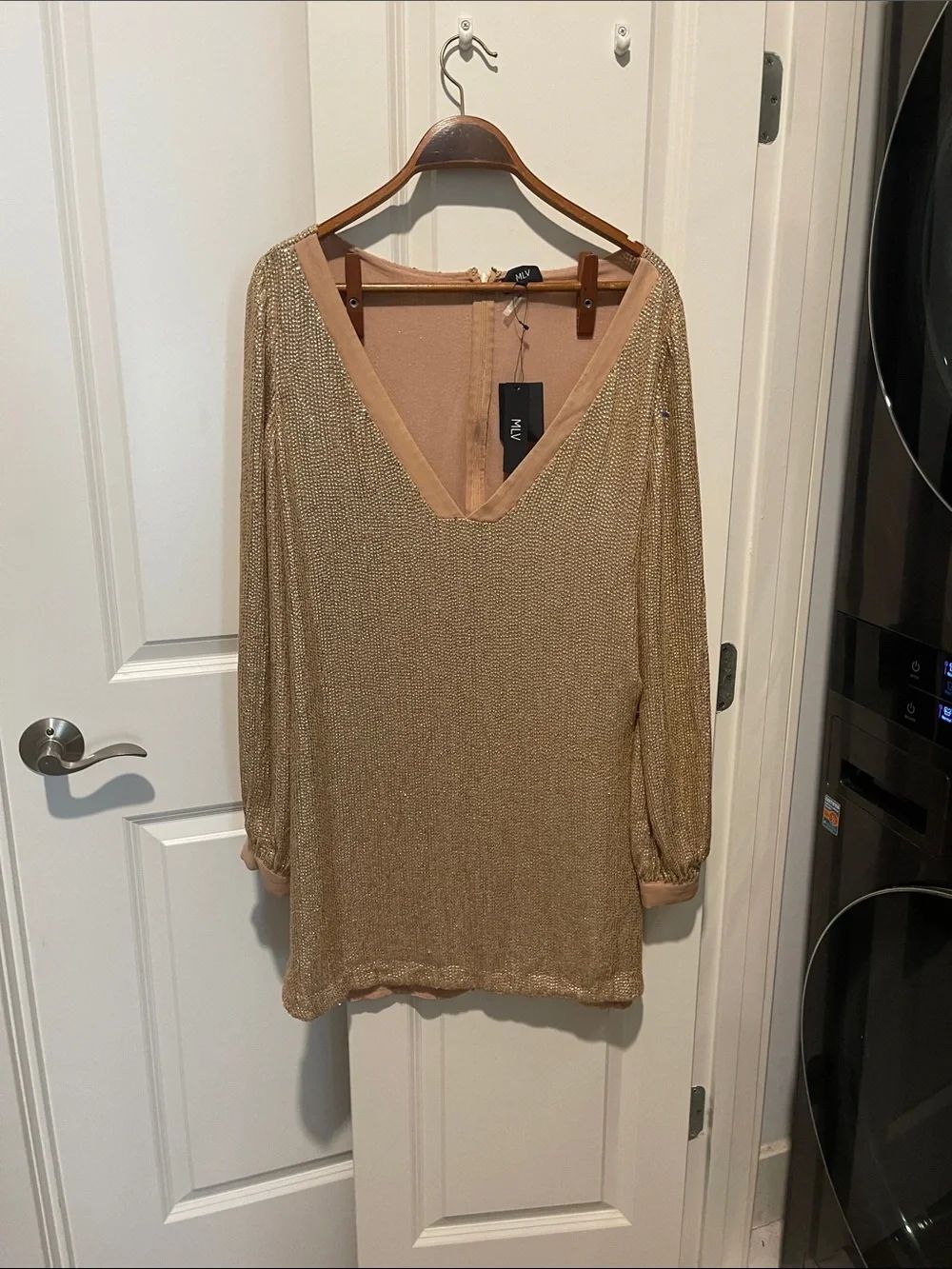 MLV Shimmery Gold V-Neck Tunic Dress
